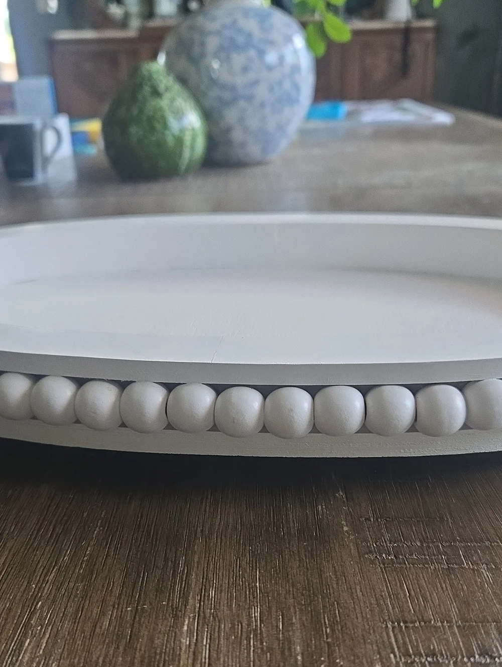 White Decorative Oval Serving Tray
